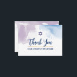 THANK YOU BAR MITZVAH star blue purple watercolor<br><div class="desc">by kat massard >>> kat@simplysweetPAPERIE.com <<< A simple, stylish way to say thank you to your guest's for attending your child's BAR MITZVAH Setup as a template it is simple for you to add your own details, or hit the customise button and you can add or change text, fonts, sizes...</div>