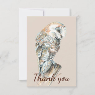 Thank You Barn Owl Birds & Animal Art Card