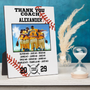 Thank You Baseball Coach, Custom photo & names Plaque