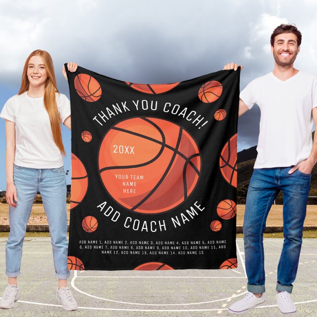 Thank You Basketball Coach Add Team Player Names  Fleece Blanket (Creator Uploaded)