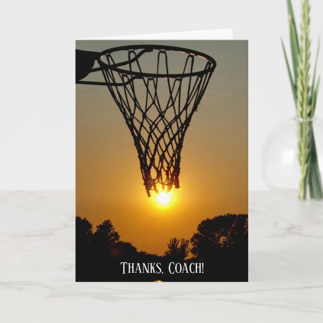 Thank you basketball coach sunset ball card (Front)