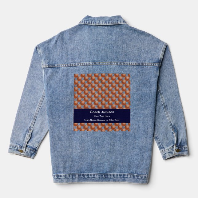Thank You Basketball Coach Your Text Blue Denim Jacket (Back)