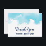THANK YOU BAT MITZVAH modern cute aqua watercolor<br><div class="desc">by kat massard >>> https://linktr.ee/simplysweetpaperie <<< A simple, stylish way to say thank you to your guest's for attending your child's BAT MITZVAH Setup as a template it is simple for you to add your own details, or hit the customise button and you can add or change text, fonts, sizes...</div>