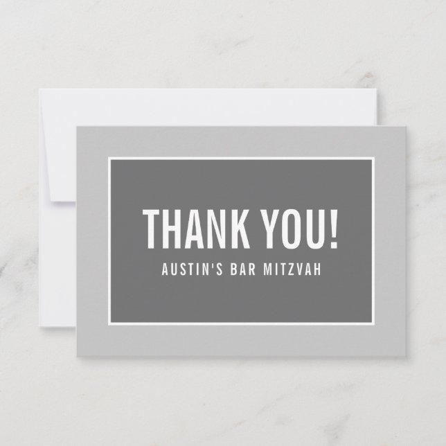 THANK YOU BAT MITZVAH modern edge geometric grey Card (Front)