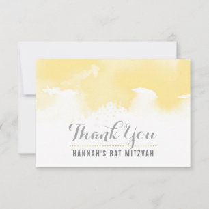 THANK YOU BAT MITZVAH modern yellow watercolor Card