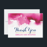 THANK YOU BAT MITZVAH stylish star pink watercolor<br><div class="desc">by kat massard >>> kat@simplysweetPAPERIE.com <<< A simple, stylish way to say thank you to your guest's for attending your child's BAT MITZVAH Setup as a template it is simple for you to add your own details, or hit the customise button and you can add or change text, fonts, sizes...</div>