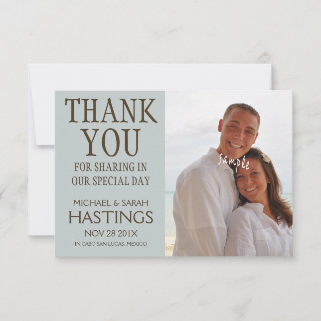 Thank You Beach Destination Wedding Card (Front)
