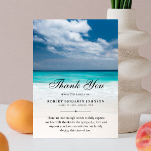 Thank You Beach Ocean Funeral Photo Sympathy Card