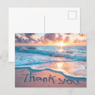 Thank You Beach Sand Writing Postcard