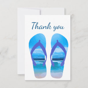 Thank You Beach Scene Flip Flops  Blank Inside Card