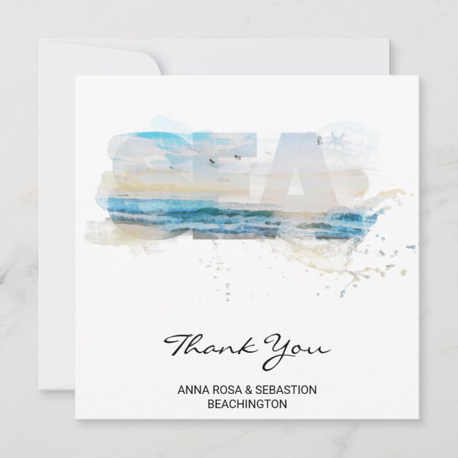 *~* THANK YOU Beach Sunset Sunrise Waves AR7 Card (Front)