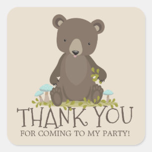 Thank You Bear Cub Sticker for Kids Party