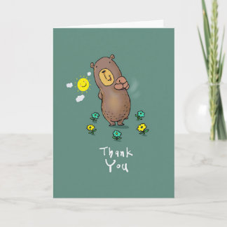Thank you bear pointing at card holder. 