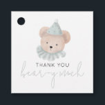 Thank You Bear-y Much Square Favour Tags<br><div class="desc">Make your birthday,  baby shower or business event fun with this adorable rustic vintage watercolor teddy bear thank you favour and gift tag.</div>