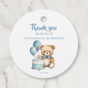 Thank You Beary Much First Birthday Watercolor Favour Tags