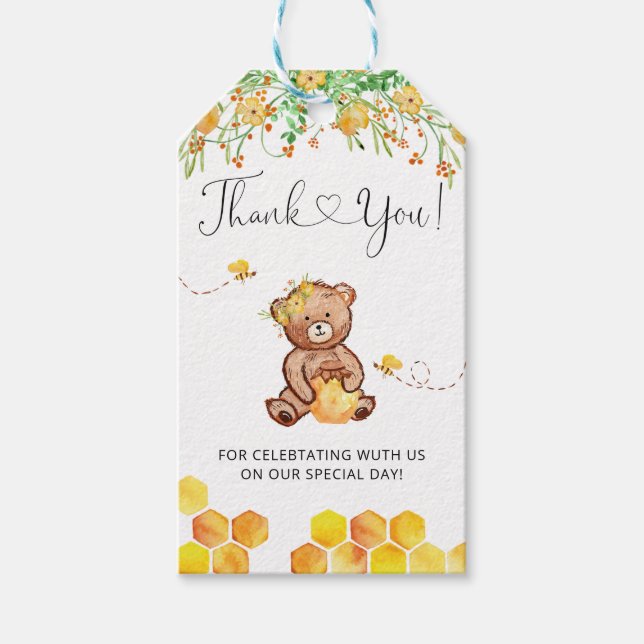 Thank you beary much honey bee favour tag (Front)
