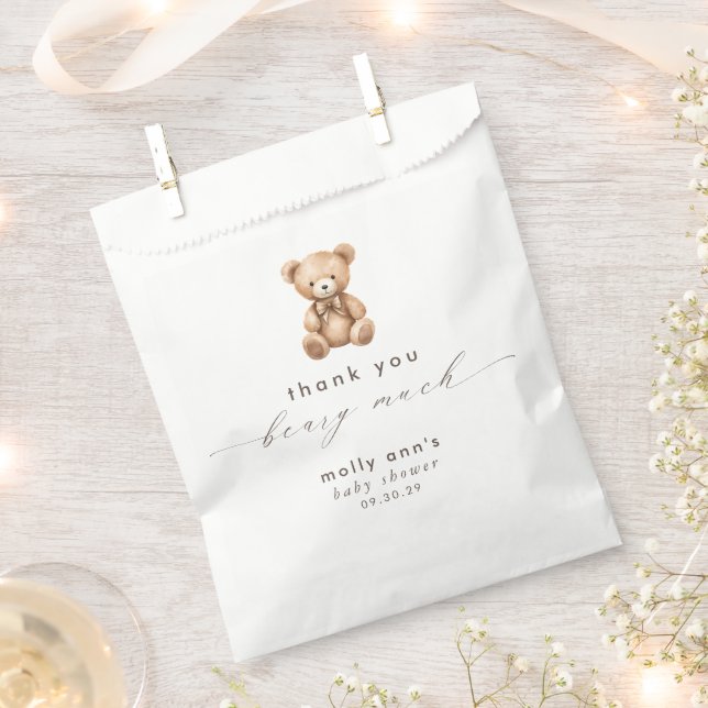 Thank You Beary Much Neutral Baby Shower  Favour Bag (Clipped)