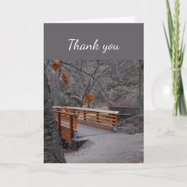 Thank you Beautiful Bridge over Creek in Forest Card (Front)