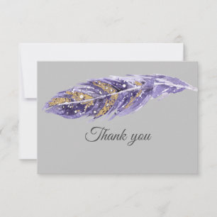 Thank You Beautiful Purple Gold Feather Card