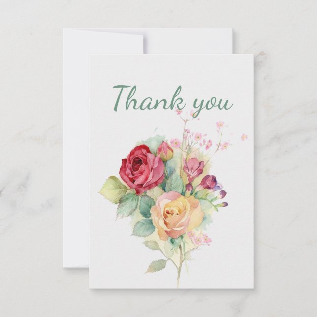 Thank You Beautiful Rose Bouquet Garden Flowers (Front)