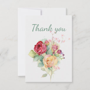 Thank You Beautiful Rose Bouquet Garden Flowers Card