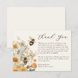 Thank You Bee Wildflower Floral Baby Shower Card
