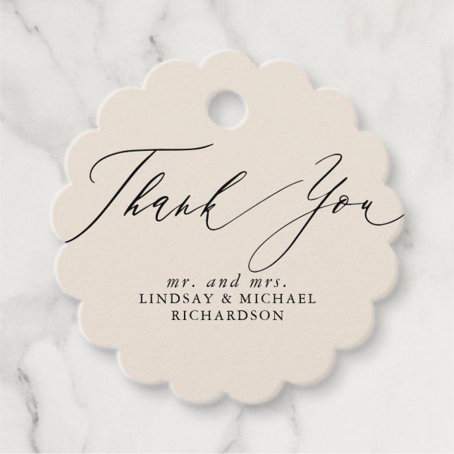 Thank You Beige Wedding Favour Tags (Front)