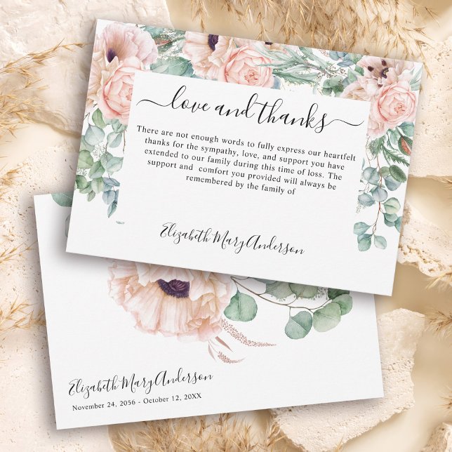 Thank You Bereavement Blush Pink Floral Memorial (Creator Uploaded)