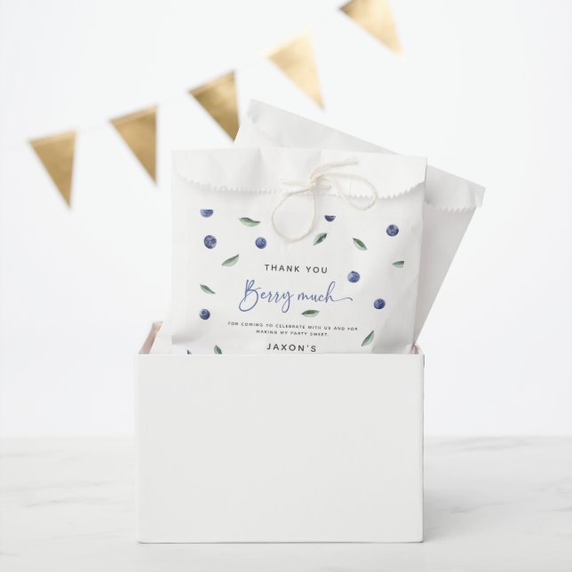 Thank You 'Berry Much' Blueberry 1st Birthday Favour Bag (Party)