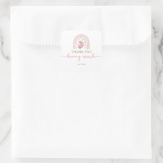 Thank You Berry Much Strawberry Baby Shower Square Sticker