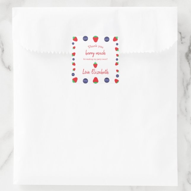 Thank You Berry Much Thank You Square Sticker (Bag)