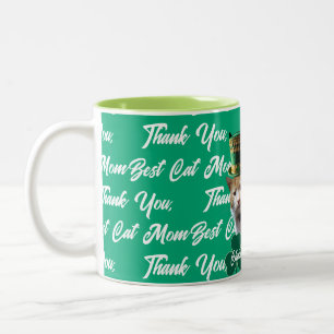 Thank You Best Cat Mom Cute Cat Leprechaun Hat, Two-Tone Coffee Mug