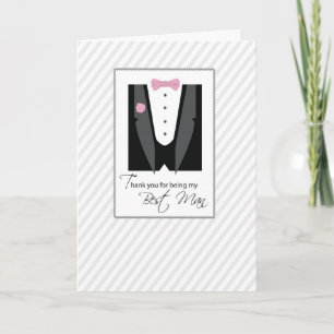 Thank You Best Man, Tux, Rose Pink, Black Card