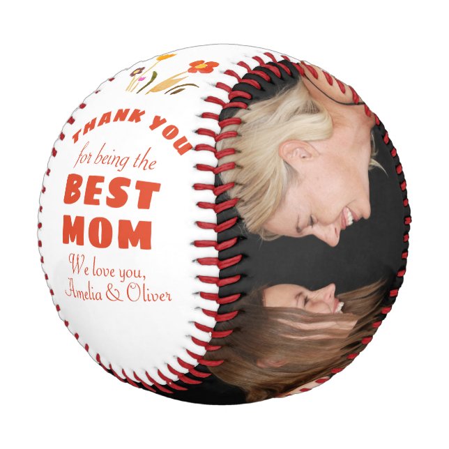 Thank you Best Mom Flower Mother`s Day Photo Baseball (Angled)