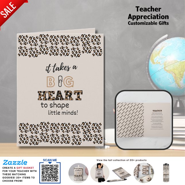 Thank You Best Teacher Custom Quotes Leopard Print Card (Creator Uploaded)