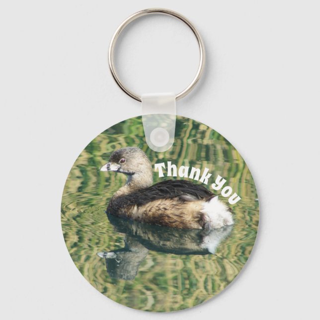 Thank You Bird Water Reflection Photo Appreciation Keychain (Front)