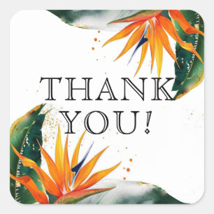 Thank You Birds of Paradise Bliss Square Sticker