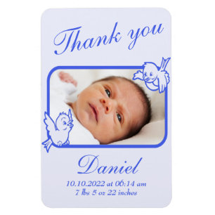 Thank you Birth Announcement photo card Magnet