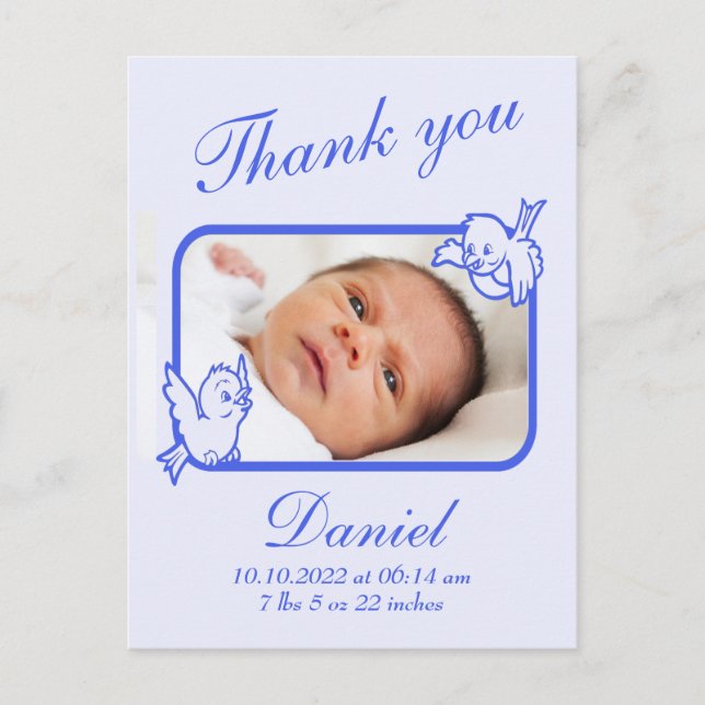 Thank you Birth Announcement photo postcard (Front)