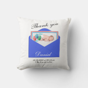 Thank you Birth Announcement photo Throw Pillow