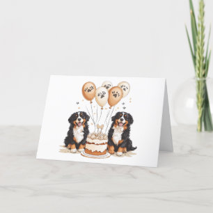Thank You Birthday Bernese Mountain Dogs Card