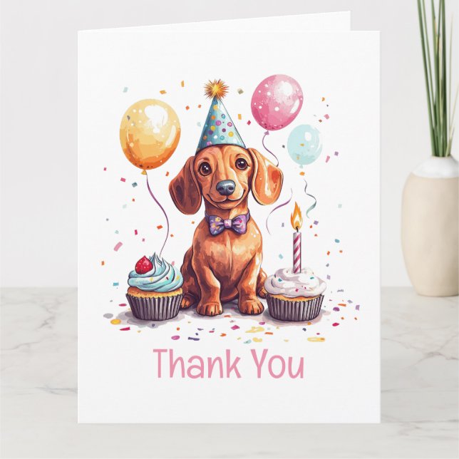 Thank You Birthday Dachshund Dog  (Front)