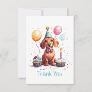Thank You Birthday Dachshund Dog  Card