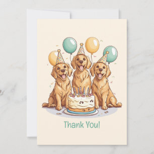 Thank You Birthday Golden Retriever Dogs Card