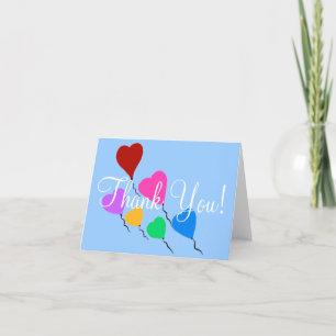 Thank You Birthday Heart Balloons Blank Cards