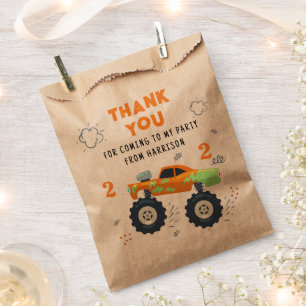 Thank You Birthday Modern Monster Car Trucks Name  Favour Bag