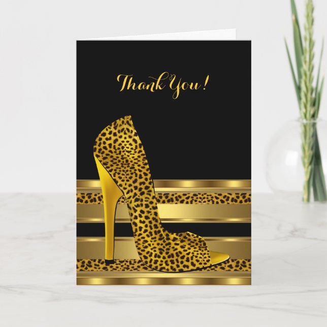 Thank You Birthday Party Celebration Leopard 3 Card (Front)
