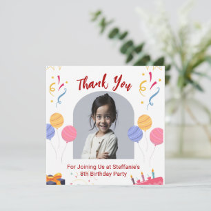 Thank You Birthday Party Personalize Card