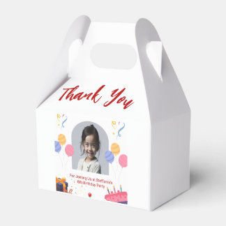 Thank You Birthday Party Personalize Card Favor Box