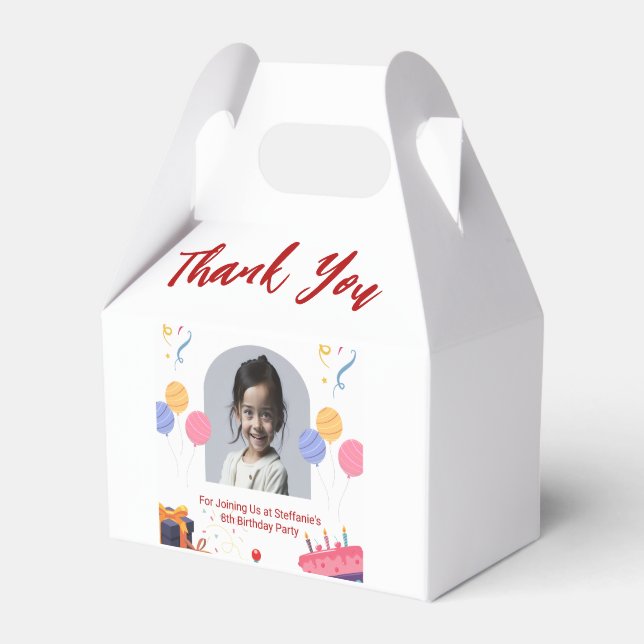 Thank You Birthday Party Personalize Card Favor Box (Front Side)